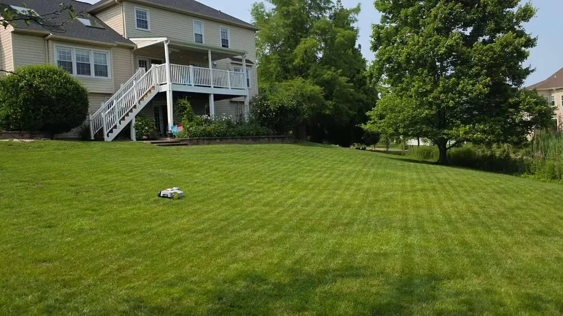 Reference robot mower install on a single-family residential lawn
